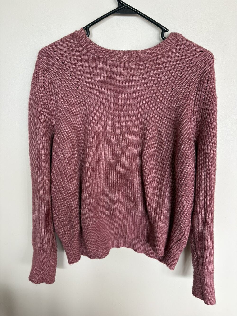 Liz Claiborne Women's XL Dusty Rose Cable Knit Crewneck Pullover Sweater
